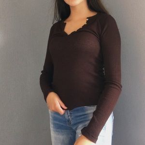 Splendid Brown Long Sleeve Shirt